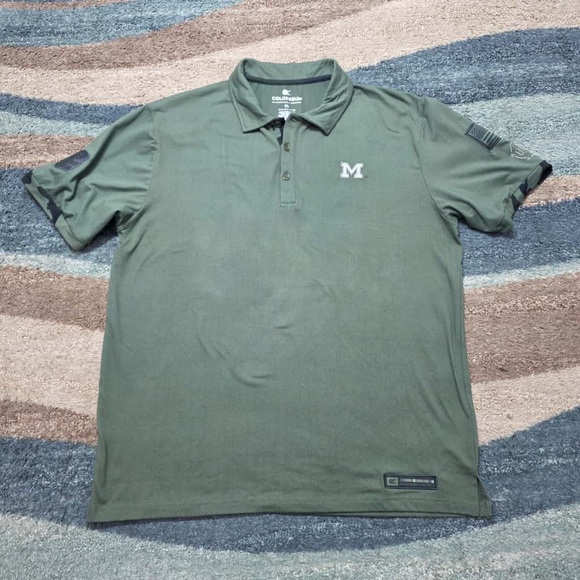 COLOSSEUM MICHIGAN WOLVERINES FOOTBALL  JUMPMAN ON FIELD POLO SHIRT Size XL - Picture 2 of 7